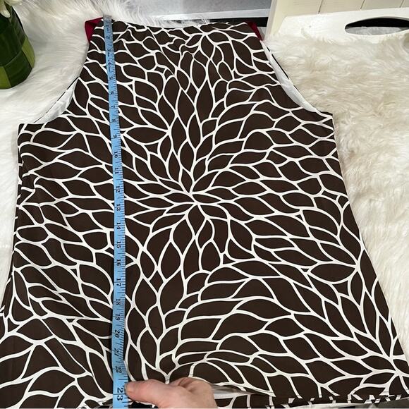 NEW Ann Taylor Silk Classic Keyhole Bow Spiral Flower Sleeveless Two Tone Top 4 - Picture 16 of 16